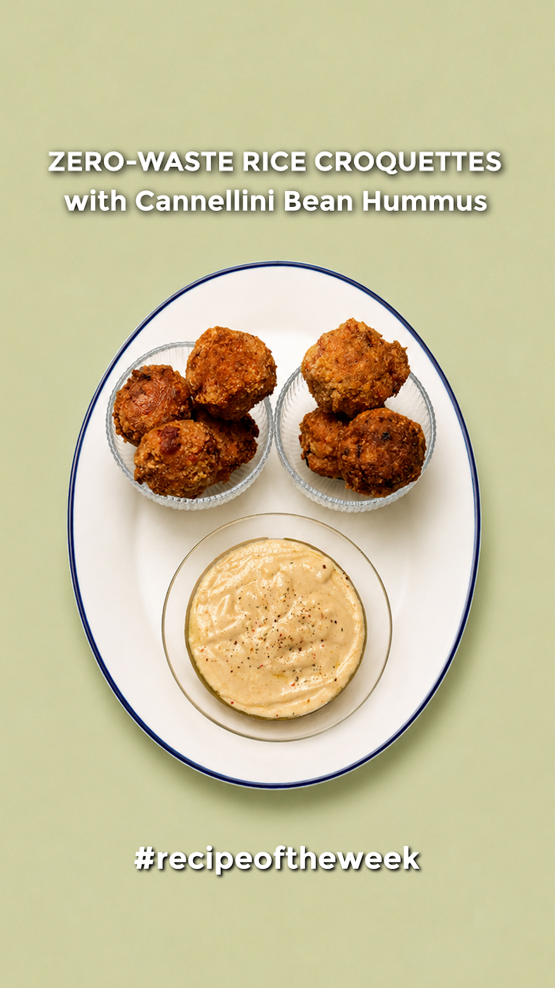 Zero-Waste Rice Croquettes with Cannellini Bean Hummus